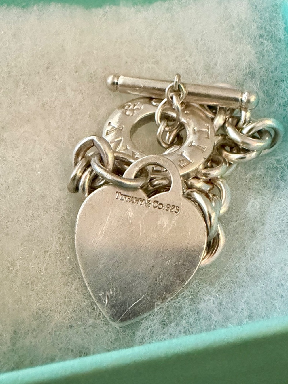 Authentic Vintage 2003 Tiffany & Co. Sterling Silver Heart Tag Toggle Bracelet - Picture 5 of 8
